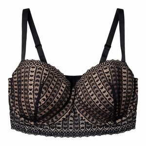 Nymphadora Women's Plus Size 40G Contour Balconette Heart Pattern Bra Valentines